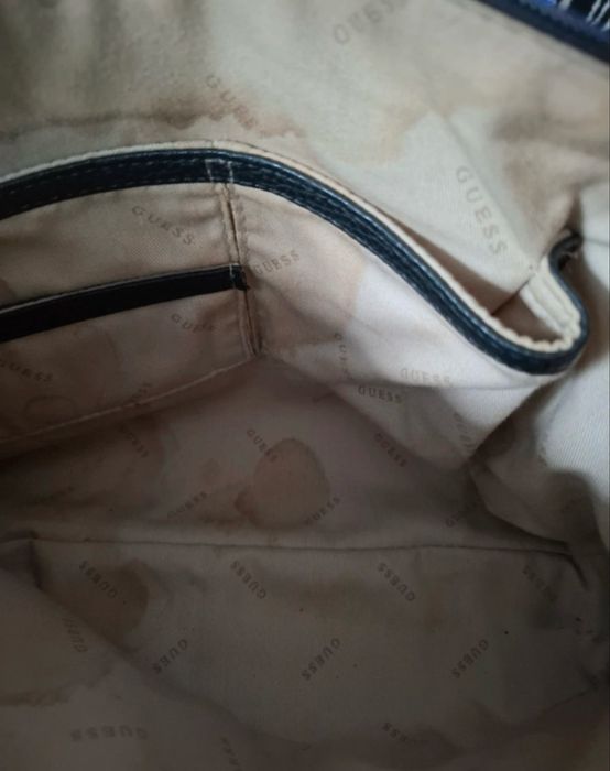 Guess torebka torba shopper na ramię srebrna czarna dwustronna