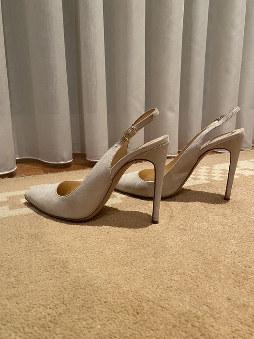 Sandálias MERLYN, acinzentada, made in Italy, tamanho 38, salto 12cm