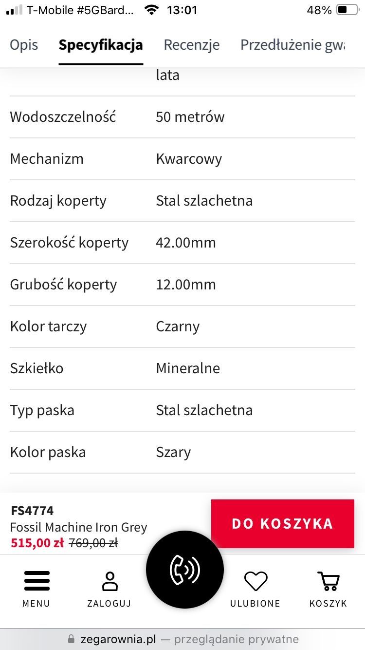 Męski zegarek tradycyjny Fossil FS 4774