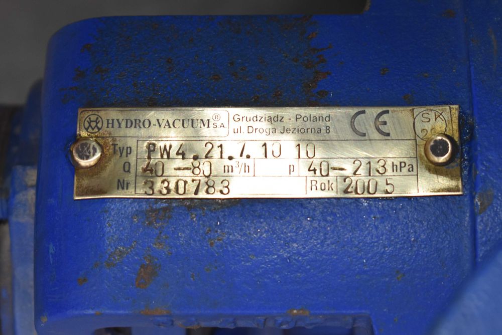 Pompa Próżniowa PW4.21 Hydro-Vacuum NOWA Q 40-80 m³/h Leżak Magazynowy