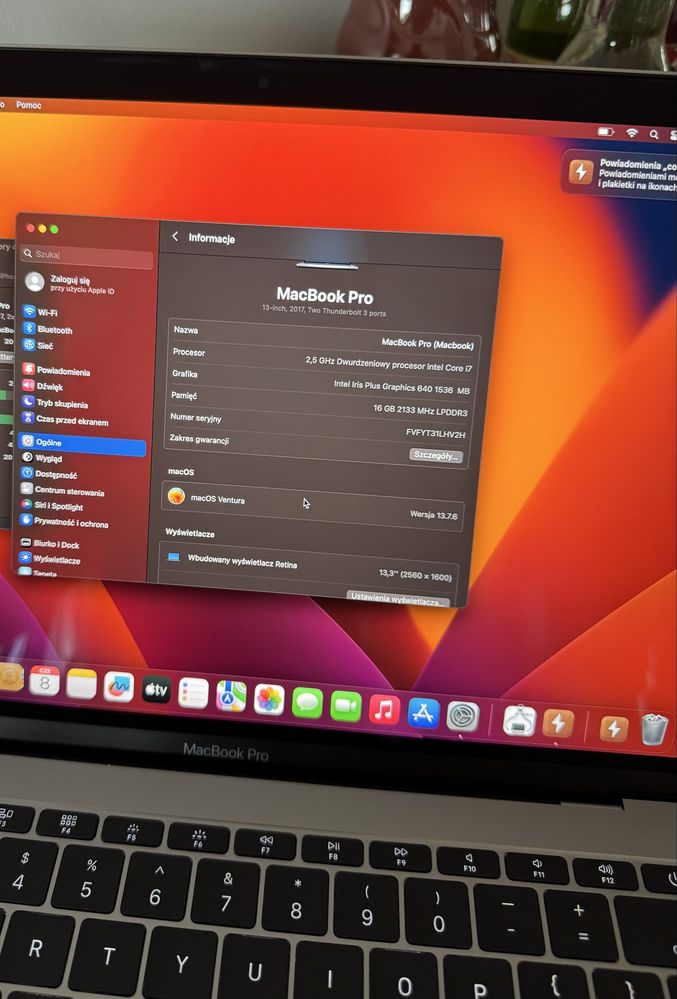 Macbook Pro 13 2017 i7 16GB RAM 256GB