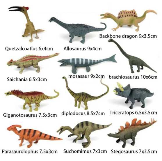 Ręcznie malowane 12 sztuk dinozaurów edukacyjne dla dzieci