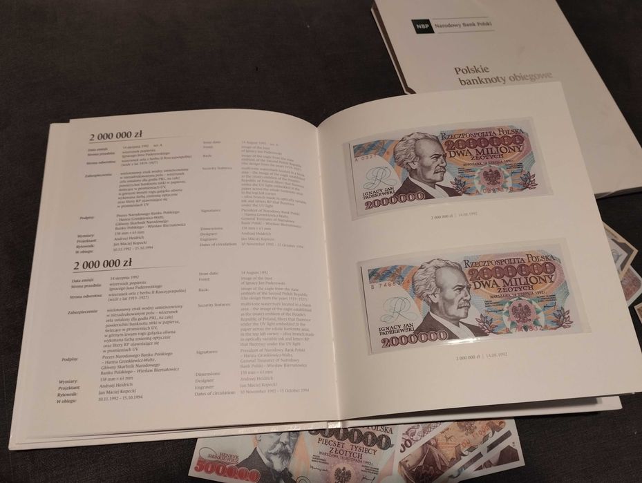 Polskie banknoty z PRL-u 25 sztuk w albumie z NBP