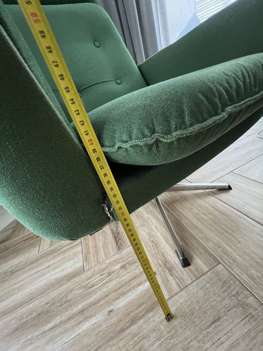 Fotel z podnozkiem duński mid century wysoki tapicerka obrotowy
