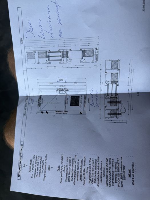 Drzwi aluminiowe zewnetrzne 115 x 212 na wymiar antracyt