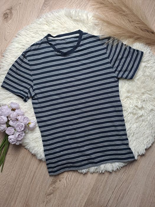 Chłopięca Koszulka Z Krótkim Rękawem | T-Shirt W Poziome Paski | Biało