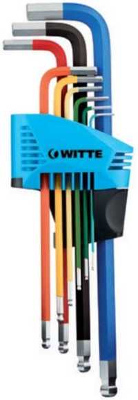 Набор угловых разноцветных шестигранных ключей WITTE PRO 1,5-10,0 мм