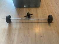 Conjunto barra de ferro com 4 placas de peso de 5 kg para ginásio