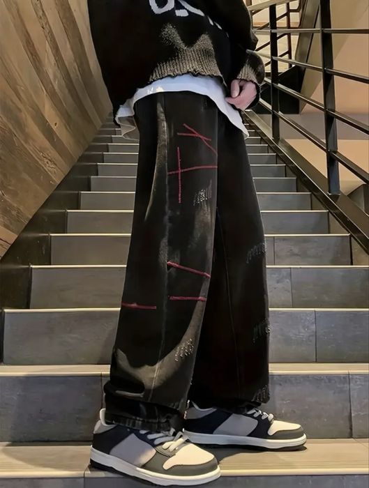 Мужские Джинсы с Вышивкой в Винтажнем Стиле