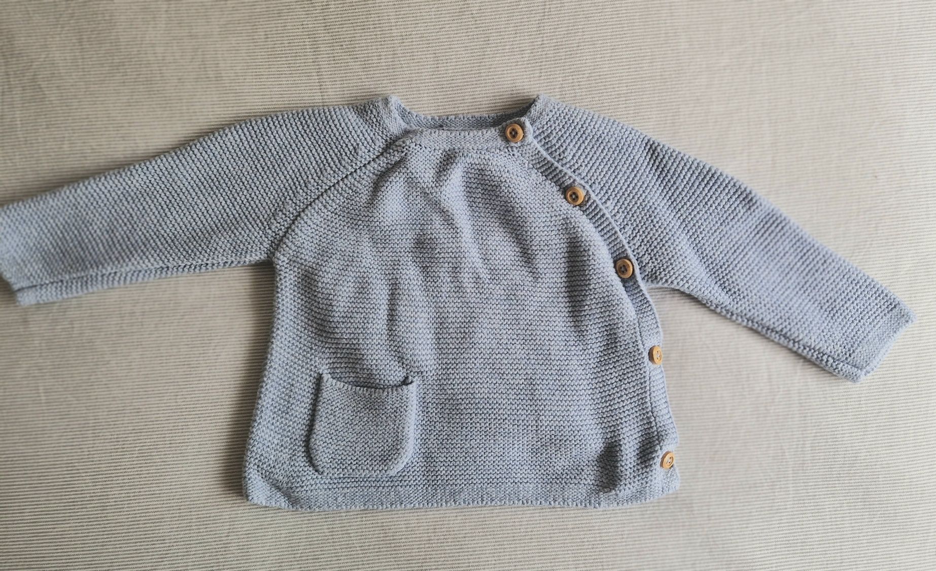 NOVO - Casaco duplo em malha de algodão orgânico 1/3 meses roupa bebé