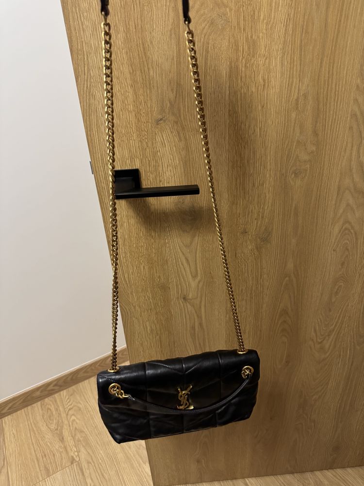 Ysl saint laurent, torebka skóra naturalna