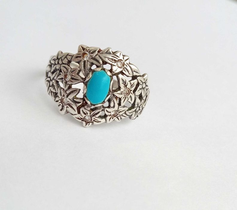 Перстень кольцо з каменем бірюза. Срібло 925 проба. Розмір 19,5