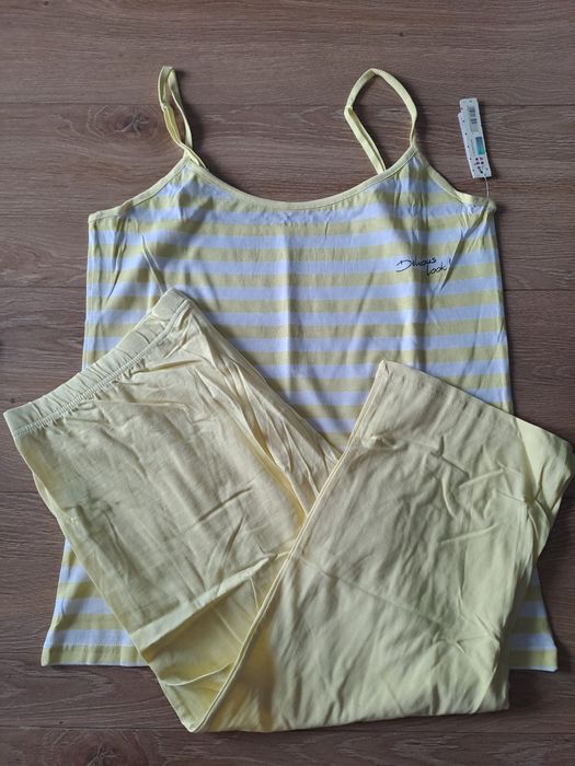 Piżama damska Atlantic, rozmiar XXL, kolor żółty, bawełna