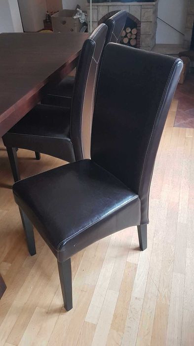 Solidne meble drewniane do salonu zestaw 2 x komoda stół krzesła ława