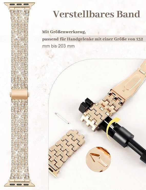 JRDM bransoleta Z DIAMENTAMi do Apple Watch SE 9/8/7/6/5 42/44/45/49mm