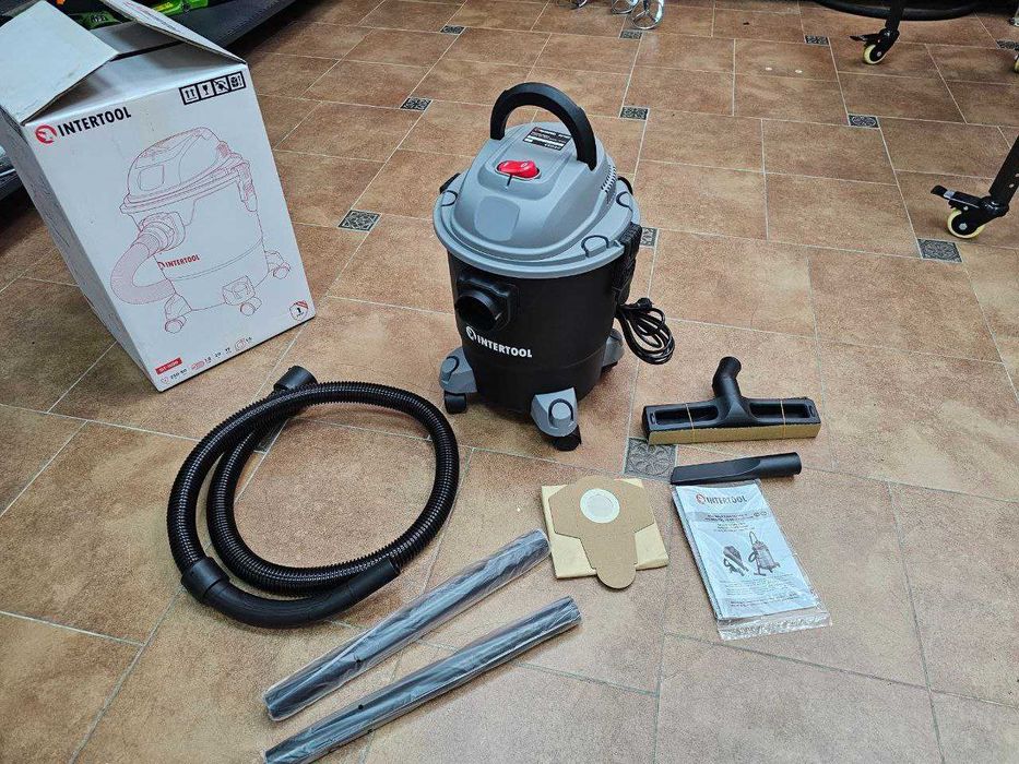 Якісний Будівельний Пилосос INTERTOOL  1.2 кВт, бак 20 л, Сухе/Вологе