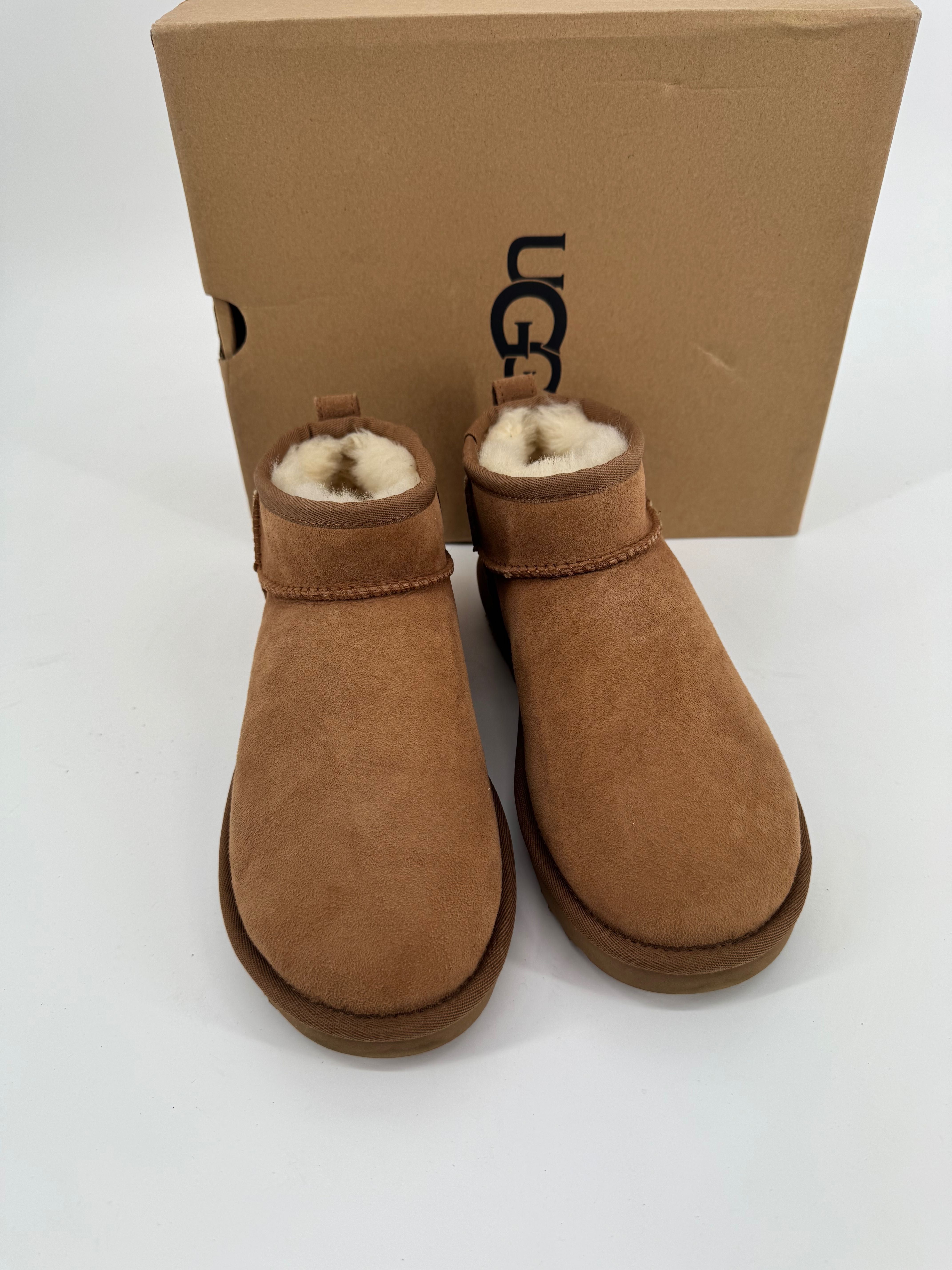 UGG W classic ultra mini kozaki botki brązowe skórzane buty na wiosnę