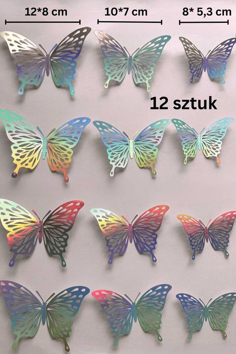 Naklejka na ścianę 3D Motyle Motylki Dekoracja 2 opakowania