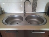 ZLEW dwukomorowy INOX  z baterią
