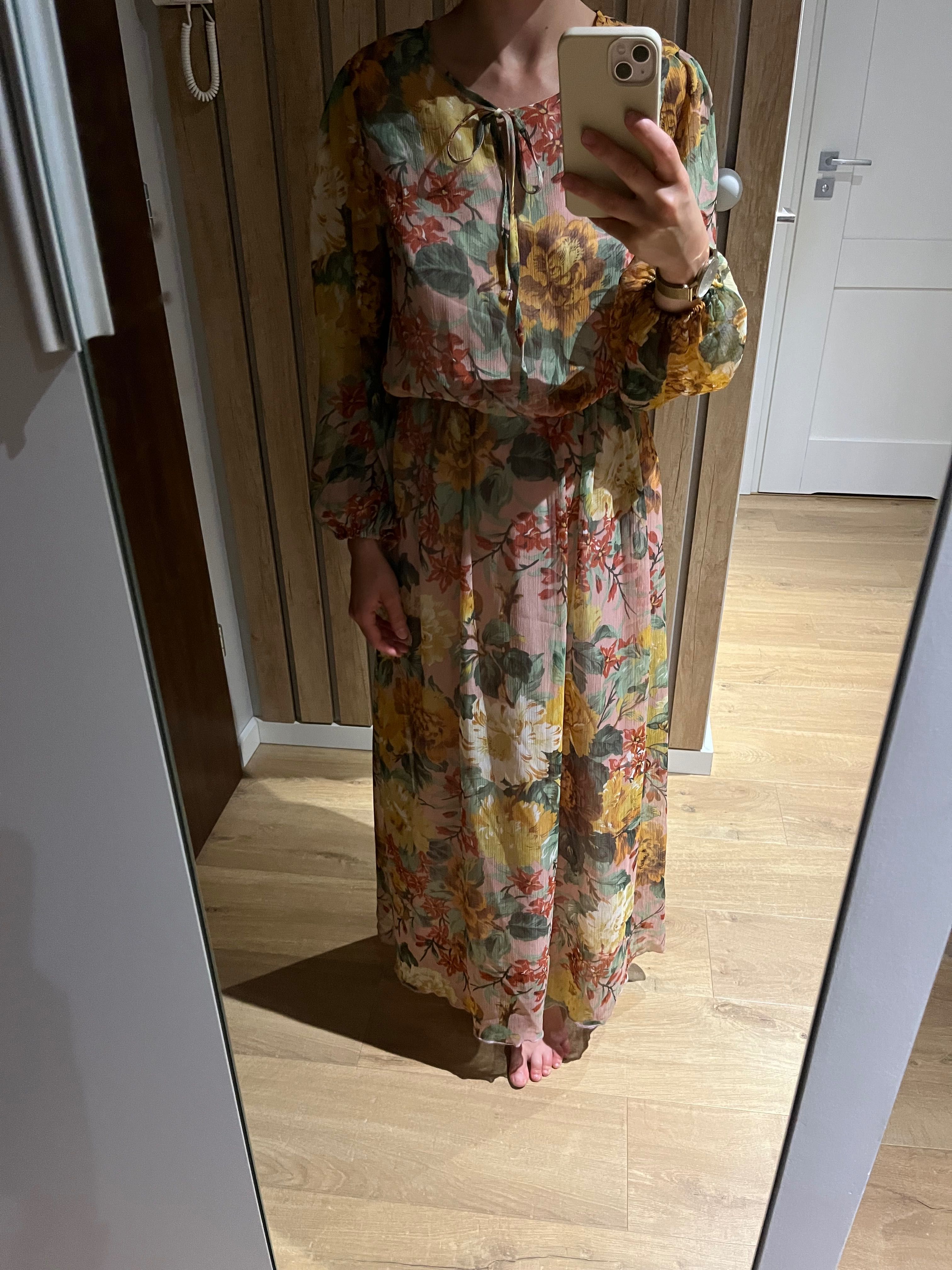 Reserved maxi sukienka w kwiaty XS 34