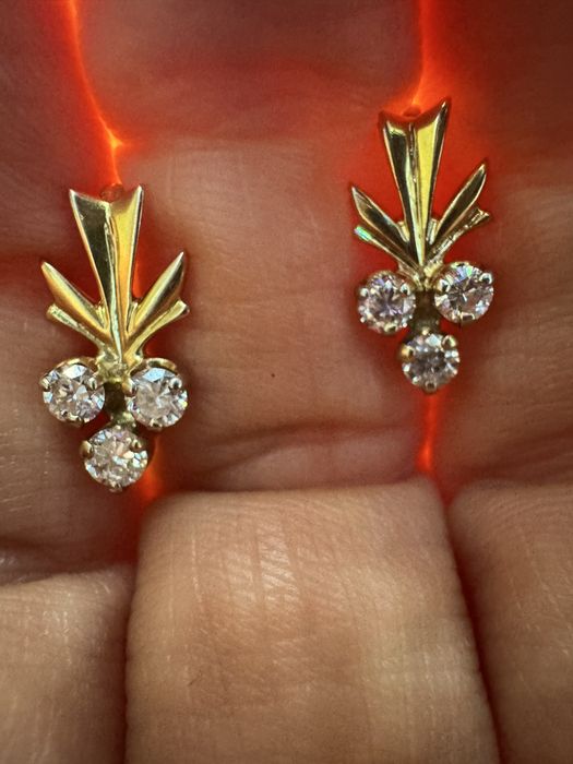 Золотые серьги с Природными Бриллиантами ссср 583
