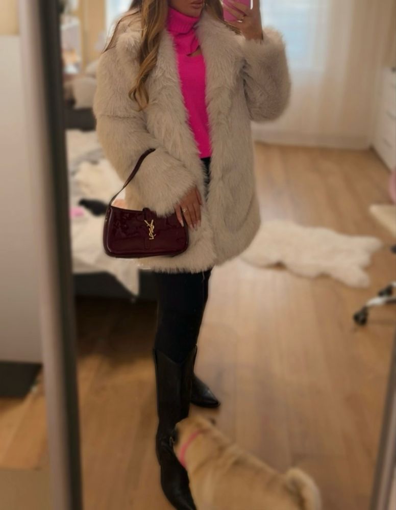 Шуба Zara серая удлиненная
