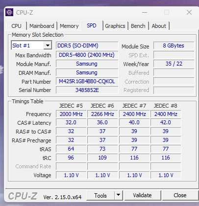 Pamięć RAM SAMSUNG 16 GB (2x 8GB) 4800 MHz DDR5 SO-DIMM