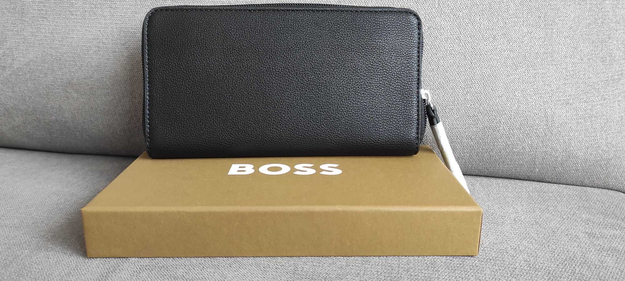 Nowy elegancki portfel damski Hugo Boss oryginalnie zapakowany czarny