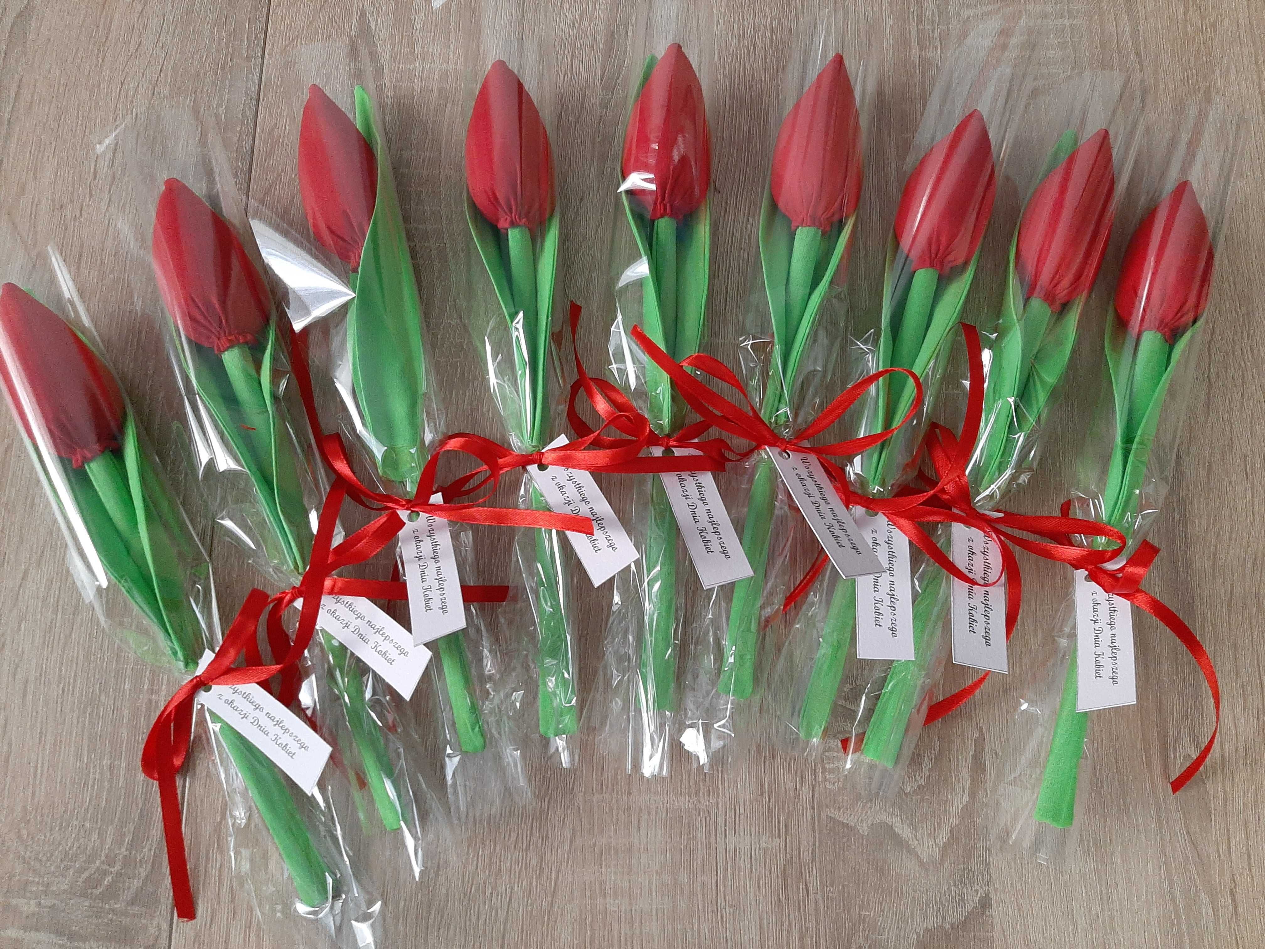 Dzień Matki  tulipany ręcznie szyte + bilecik 13 kolorów