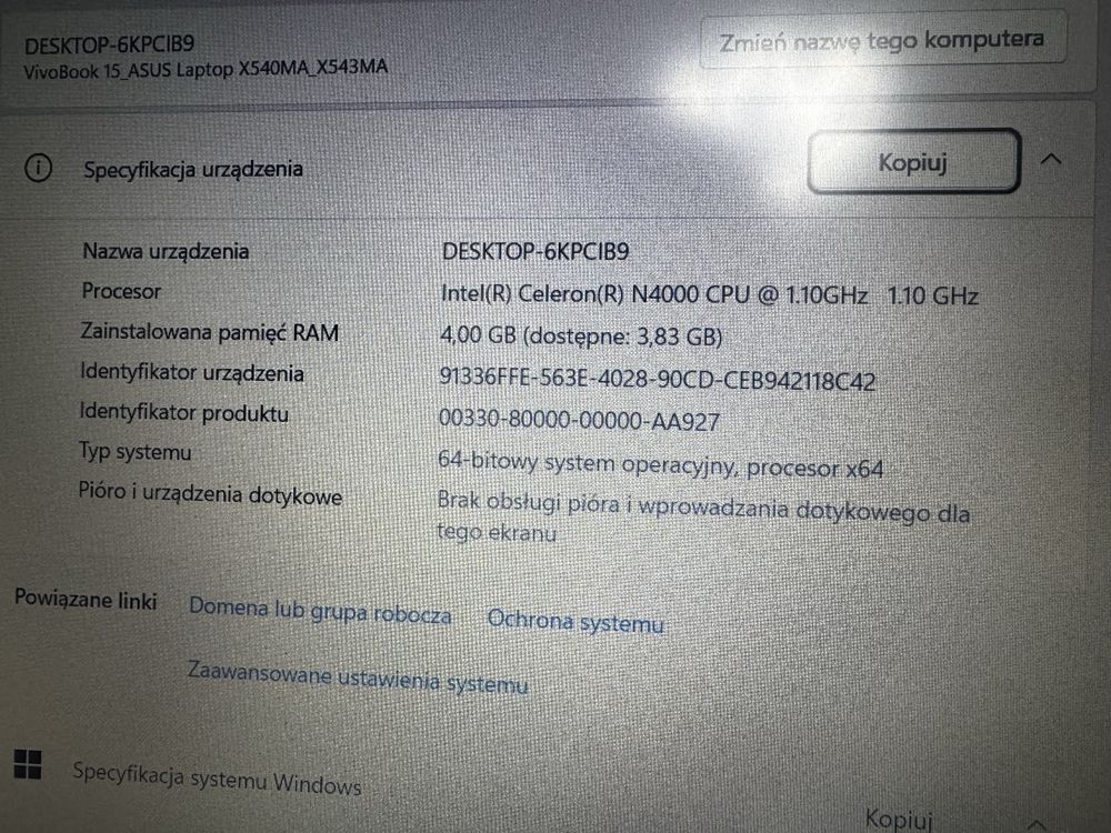 Notebook Asus Vivobook X543MA