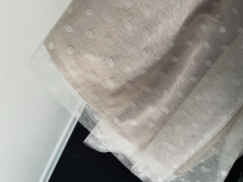 Koronkową tiulowa sukienka ślub wesele  boho style  pudrowy róż 36