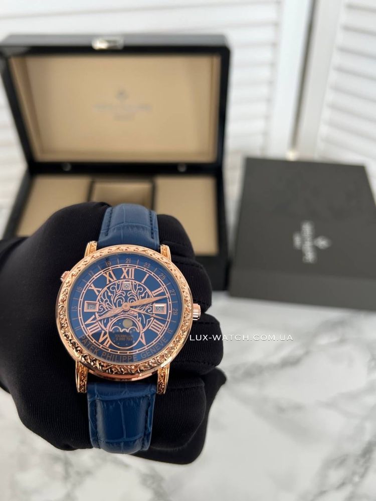 Крутые часы Patek Philippe 6002 Sky Moon синие