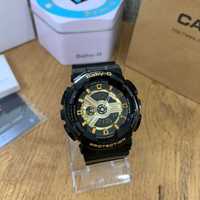 Nowy Damski Zegarek Casio Baby-G BA-110 - Cyfrowy Czarny Złoty