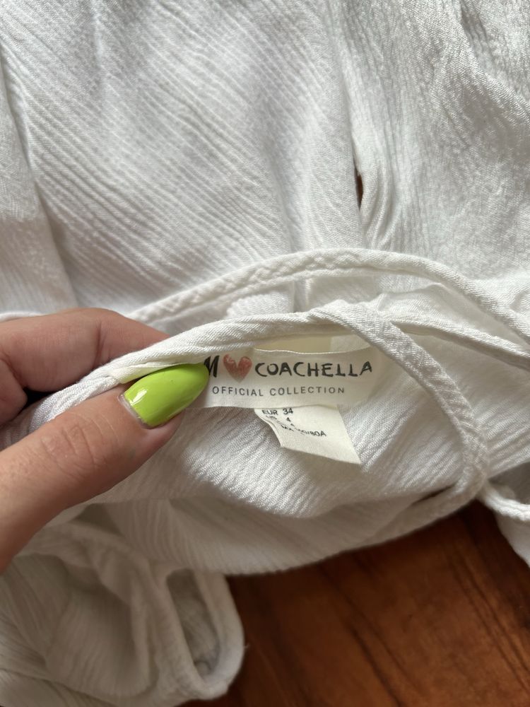 Biała bluzka z koronką H&M 34 coachella boho