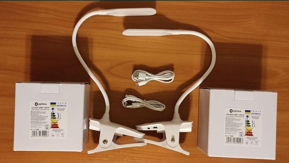 Лампа з акумулятором світлодіодна ТМ Optima (Німеччина) на прищепці