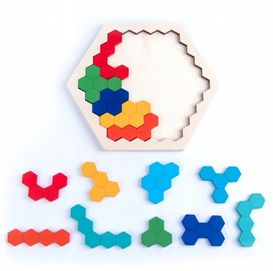 Nowe drewniane puzzle 3D montessori układanka tetris