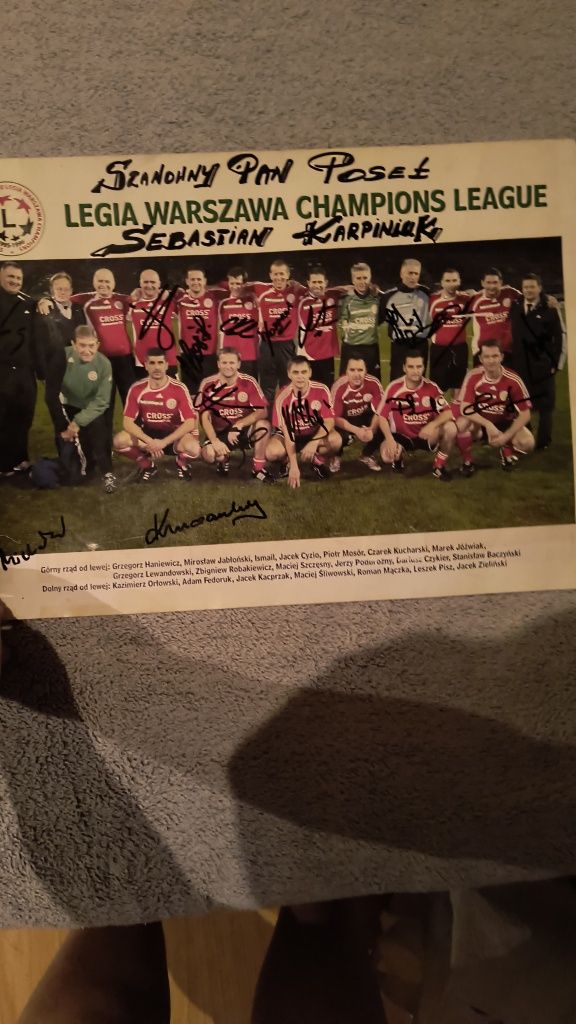 Legia Warszawa Chempions League zdjęcie z autografami
