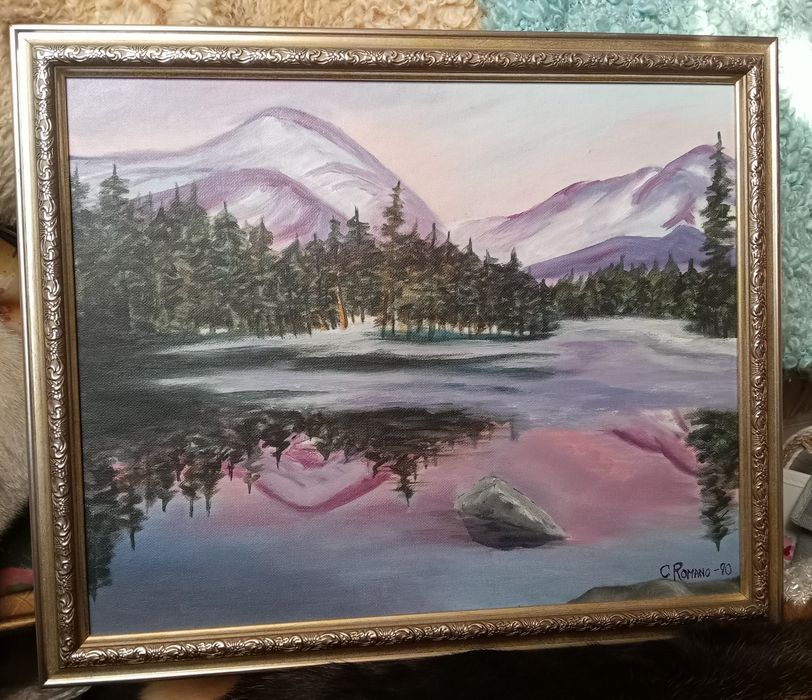 Картина намальована фарбами, в рамці