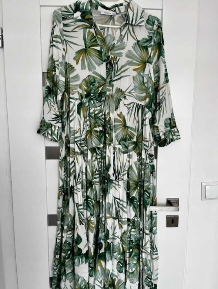 Reserved sliczna dluga maxi boho sukienka  w kwiaty L
