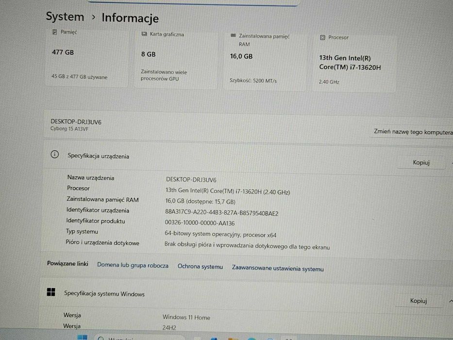 Laptop MSI Cyborg i7-13620H 16GB 512 RTX4060