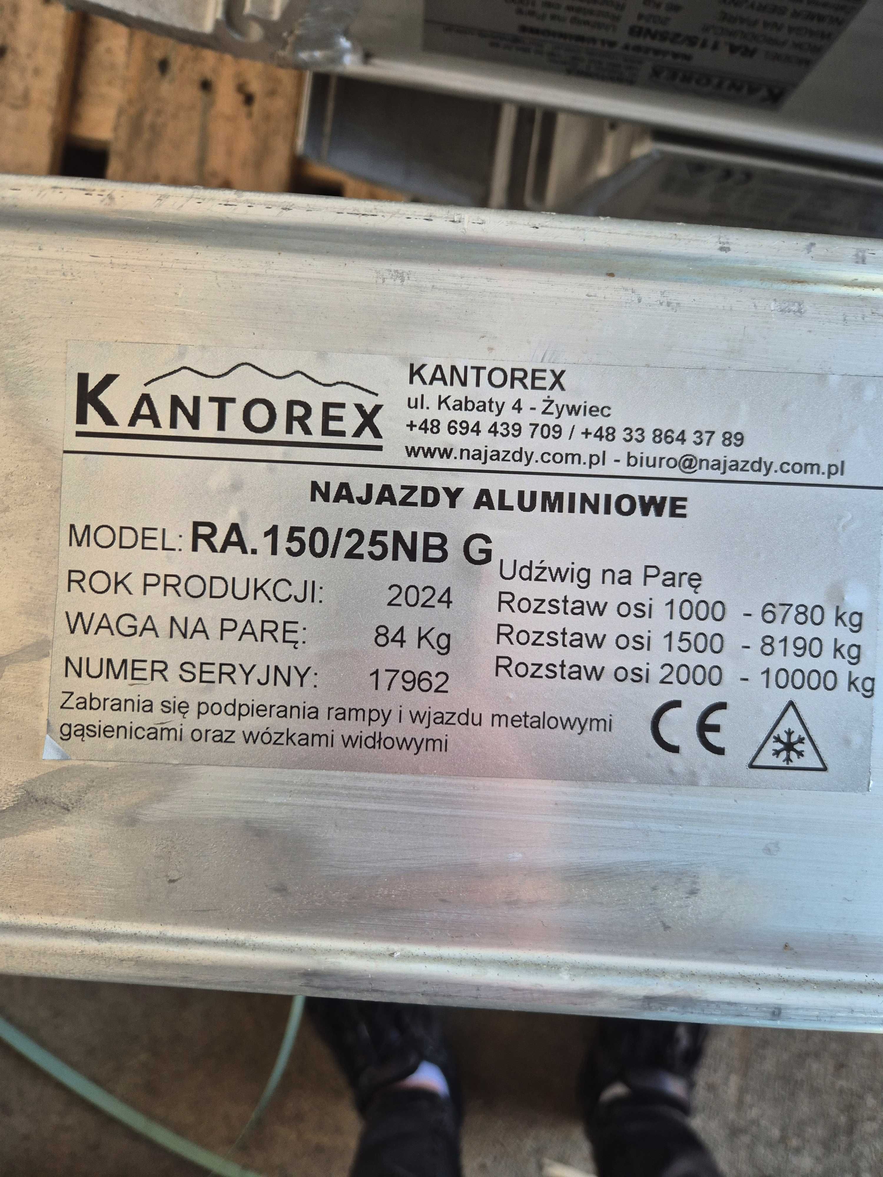 Najazdy aluminiowe 2,5m do 10000kg, mocowanie ząb "G", do lawet