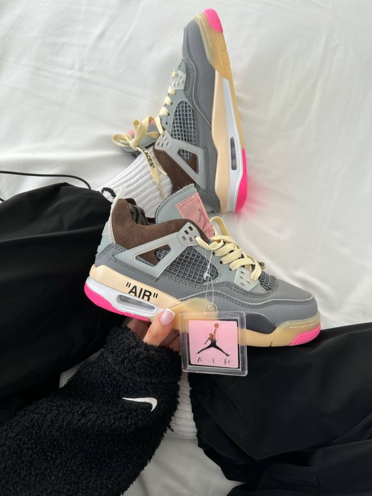 Buty damskie Nike Air Jordan 4 x Off White grey pink