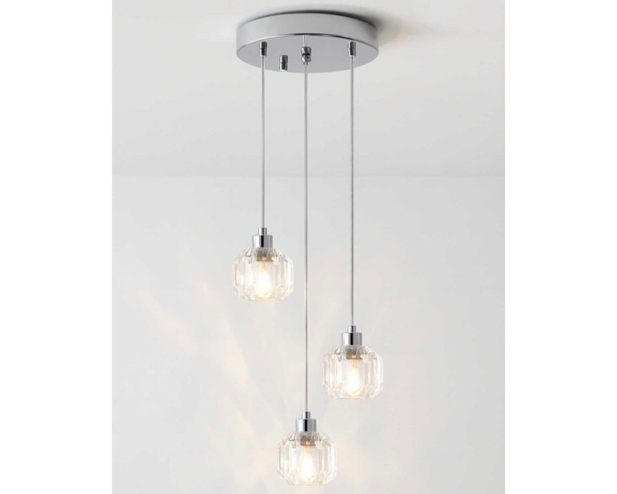 Kryształowy żyrandol vintage z 3 kloszami K9, regulowany, G9