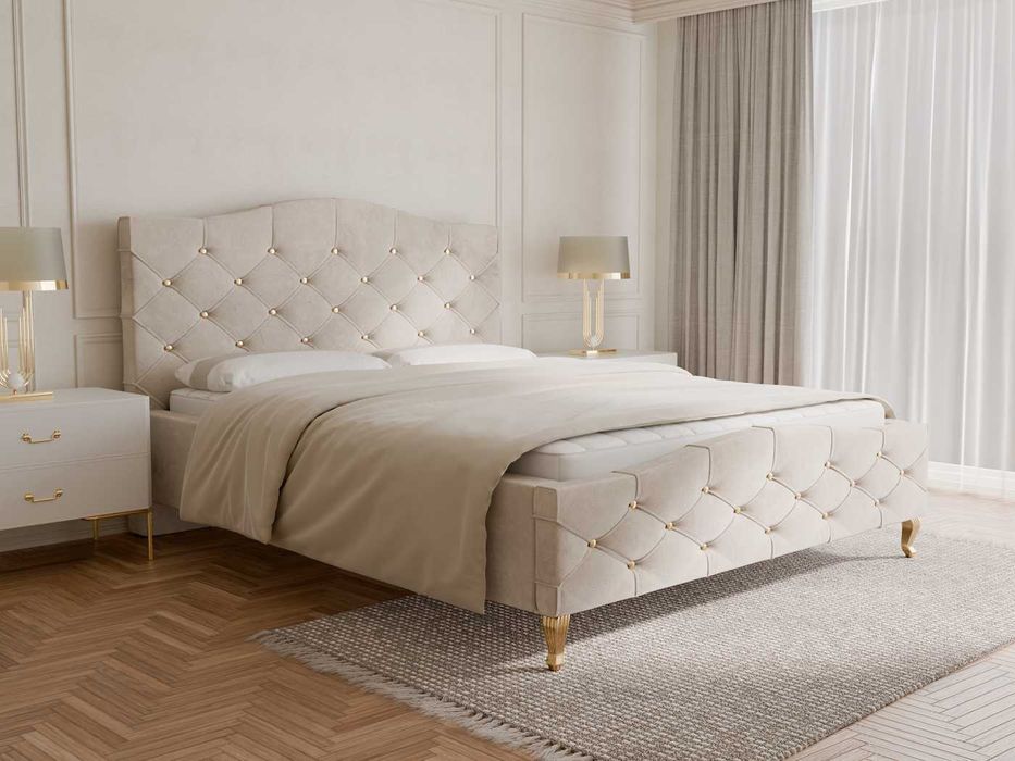 Łóżko tapicerowane Glamour karo 160x200 ze stelażem