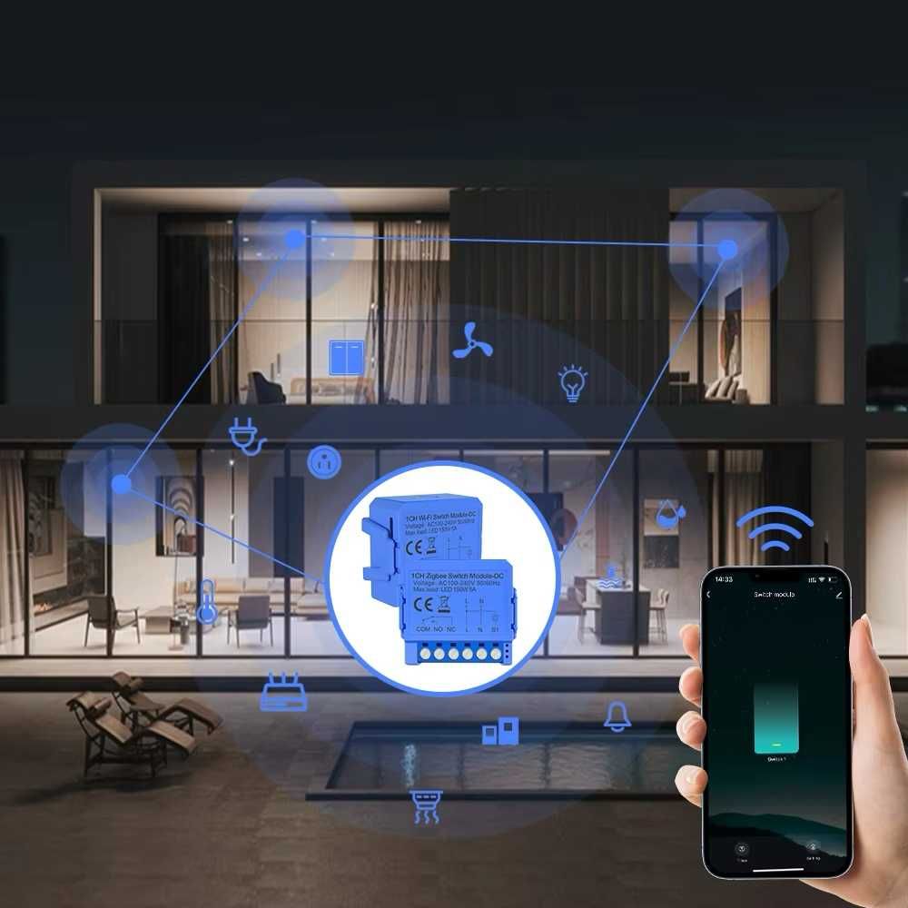 AVATTO Tuya ZigBee inteligentny moduł suchy kontakt AC 100-240V