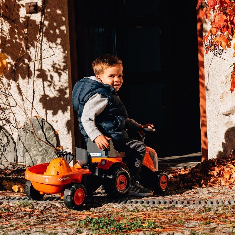 FALK Traktorek Kubota Pomarańczowy z Przyczepką + akc. od 1 roku