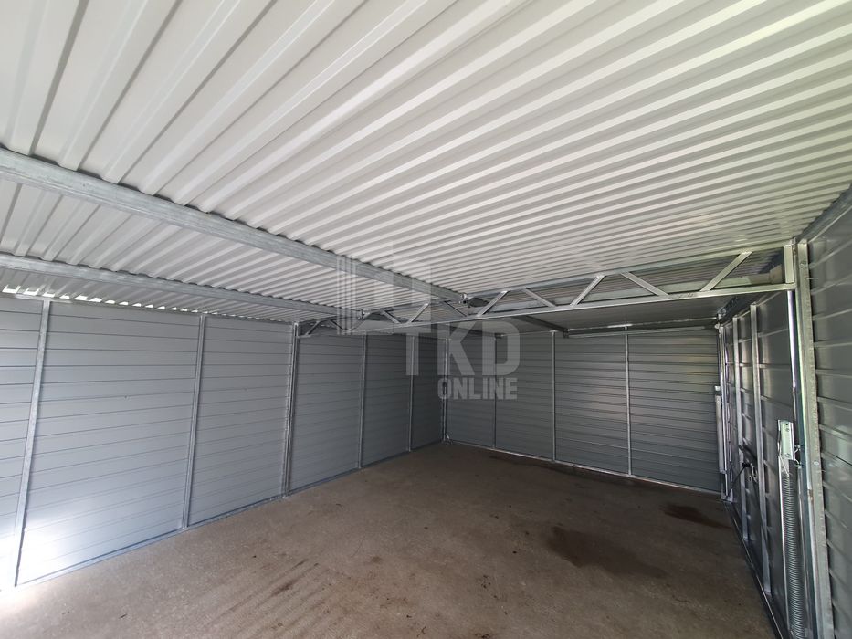 Garaż Blaszany 6X4 Brama Drzwi Antracyt + Srebrny Spad W Tył Tkd95