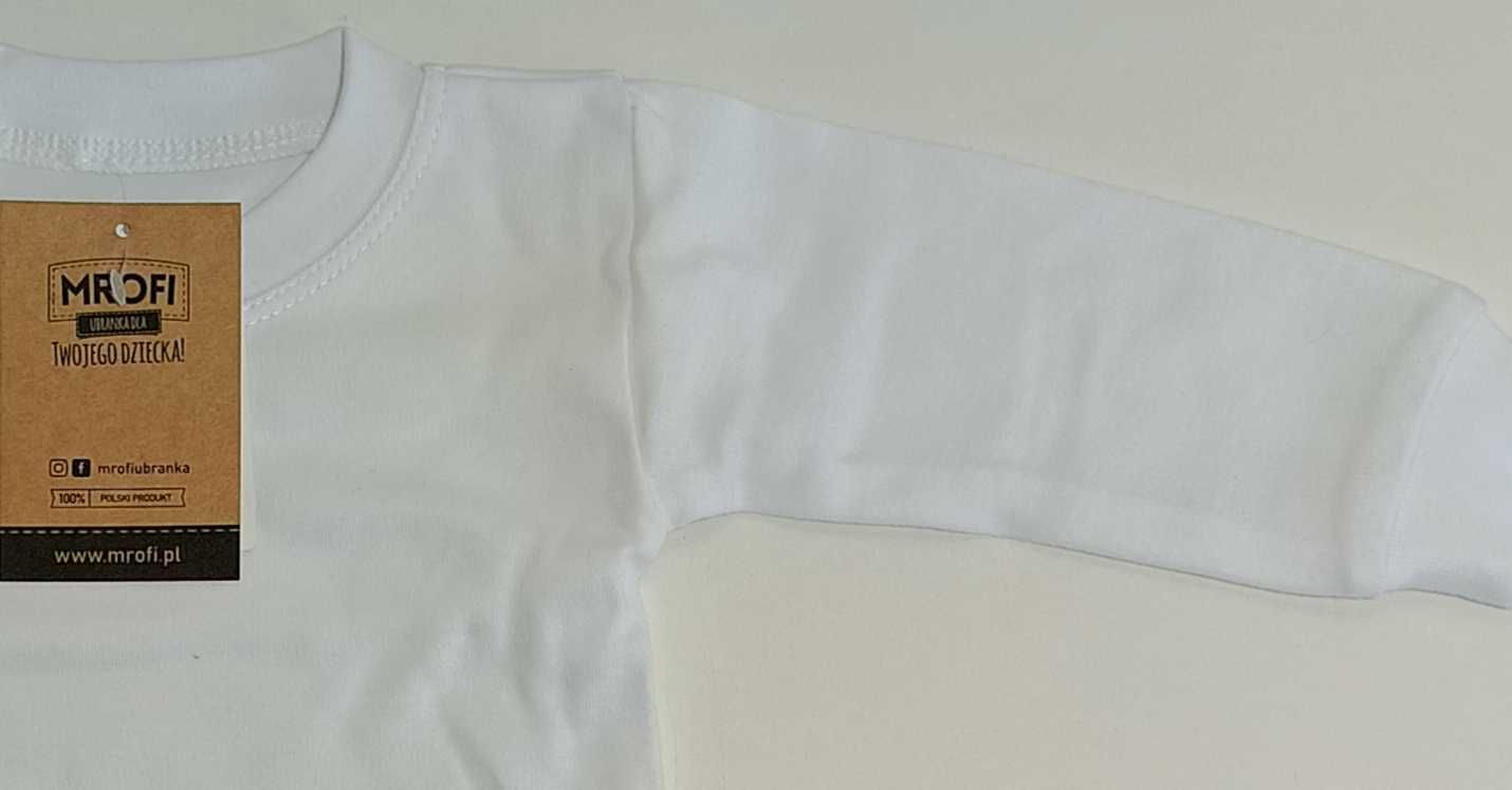 Mrofi Białe body niemowlęce z długim rękawem rozmiar 104 cm