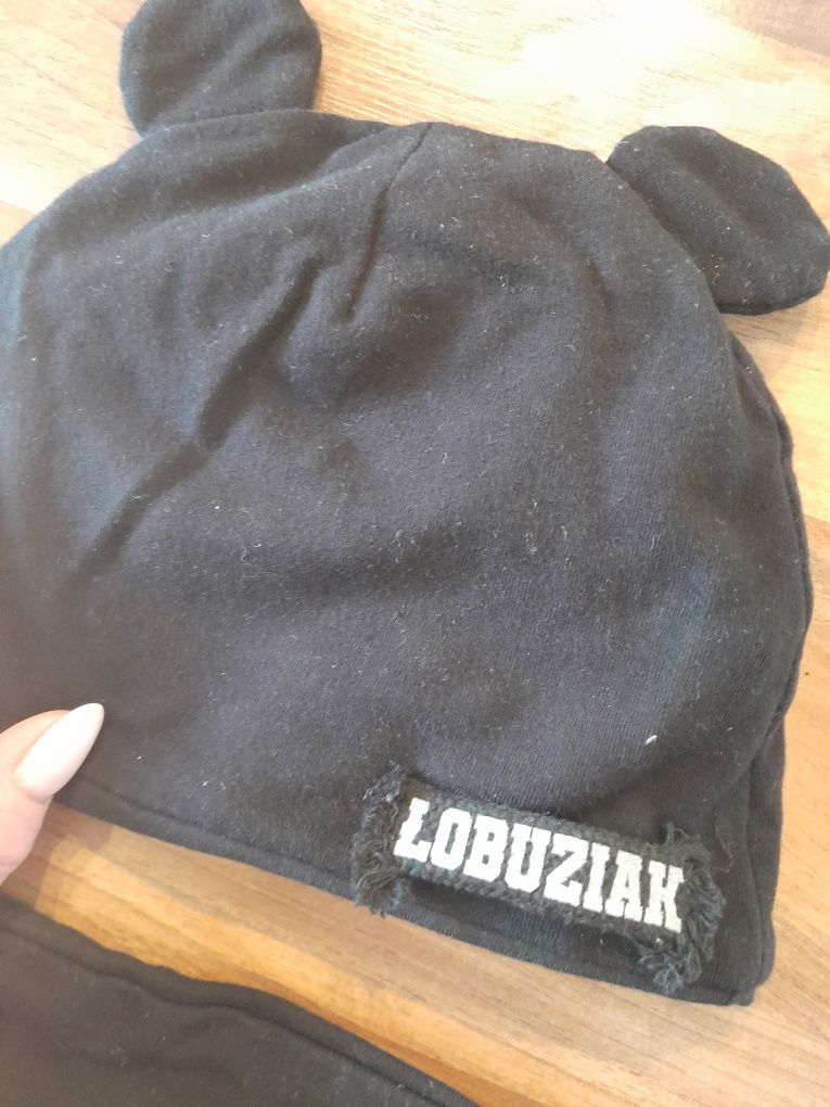 Komplet zestaw czapka i chusta napis Łobuziak
