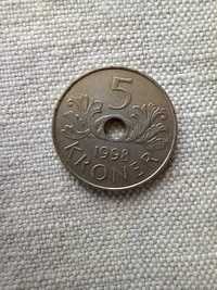 Moneta Norwegia 5 Kroner 1998 roku